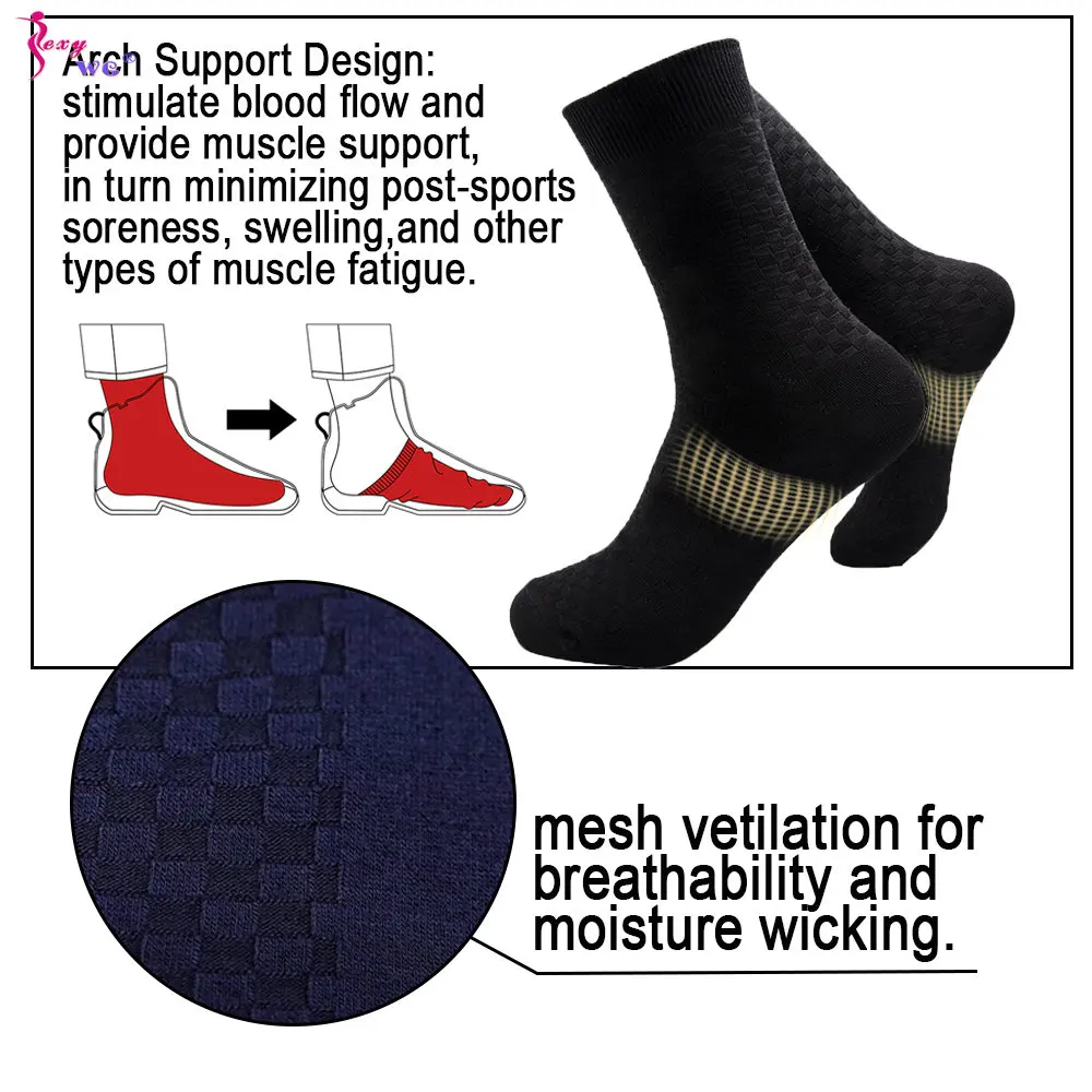 SEXYWG 5 Pairs/Set Men's Cotton Socks New Style Winter for Male Socks Black Business Cotton Athletic Crew Socks Soft Breathable