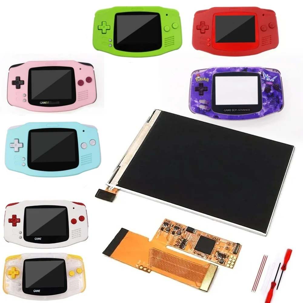 

UV new color IPS GBA LCD Screen 10 Levels High Brightness Backlight For Game boy Advance V2 Screen with pre-cut housing