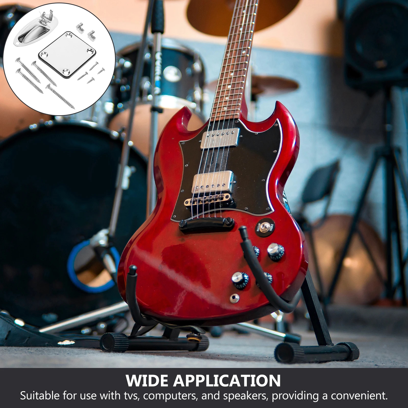 

3PCS Black Electric String Fixture Guitar Jack Plate Socket Fittings for Electric Bass Guitar Parts Accessory Output Input Iron