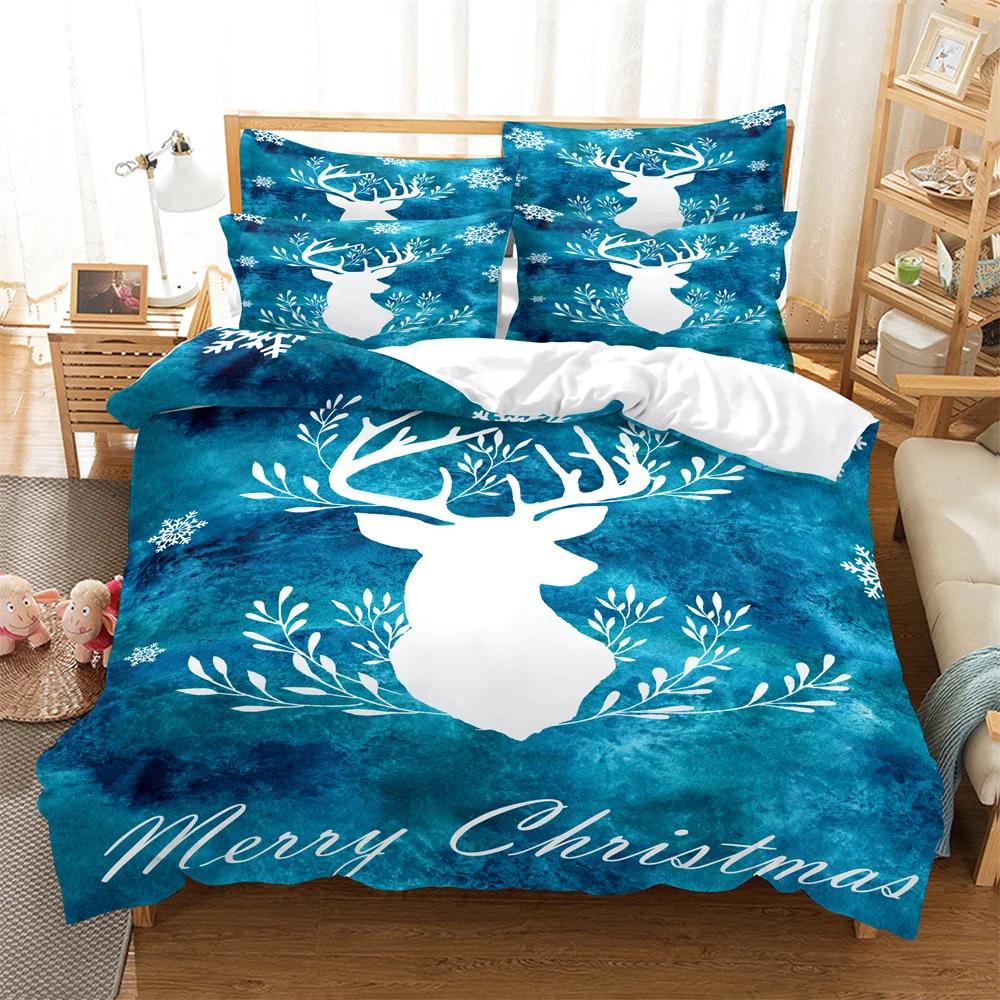 

3D digital printing 2/3pc quilt cover pillowcase double bed set cover quilt Soft Microfiber bedding set Sika deer