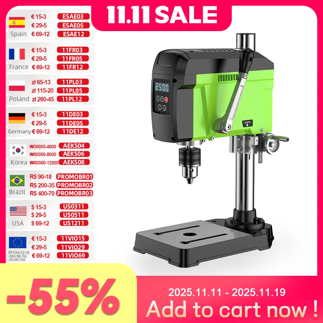 

Allsome Benchtop Drill Press,Variable Speed drilling machine BG-5168E BG-516809