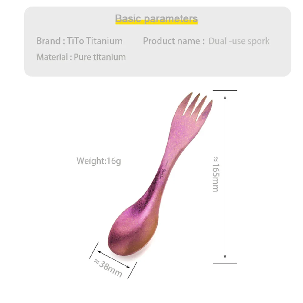 2in1 Titanium Spork Spoon Tableware Ultralight Cookware Portable for Outdoor Camping Picnic Accessories Hiking Travel Cookware