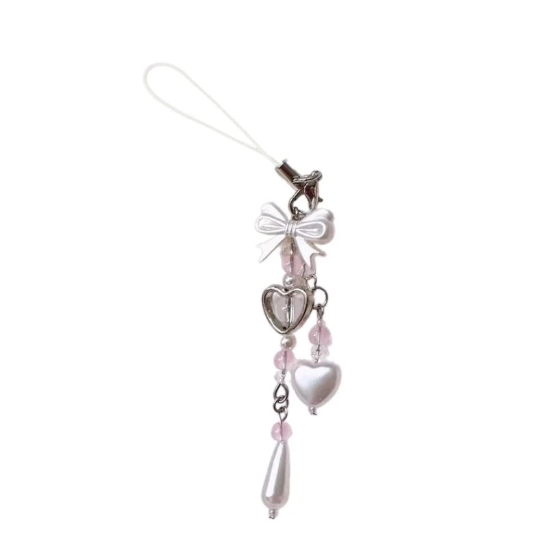 

Heart Phone Pendant Bowknot Keychain Phone Charm for Women Stylish Decors