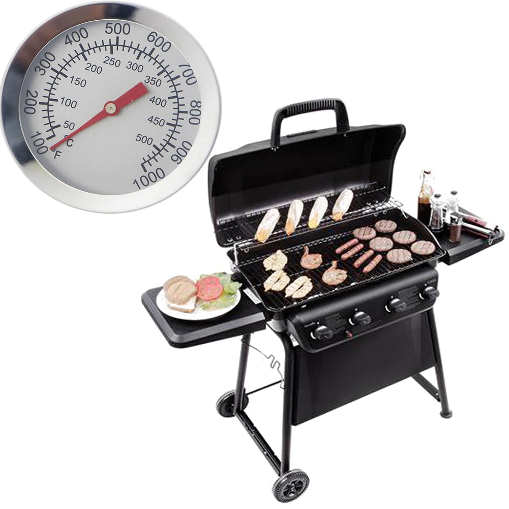 Stainless Steel Barbecue Thermometer Dial Display BBQ Grill Temperature Gauge Oven Meters Kitchen Accessories