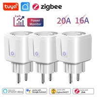 ZigBee Smart Socket EU Plug 16A 20A Adapter Power Monitor Smart Socket Tuya Smart Life APP Control Work with  Alexa Google Home