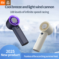 Xiaomi Youpin Electric Fan Portable Handheld Fold Fan Digital Display Mini Rechargeable High Speed Ice Cooling Desktop Fans Gift