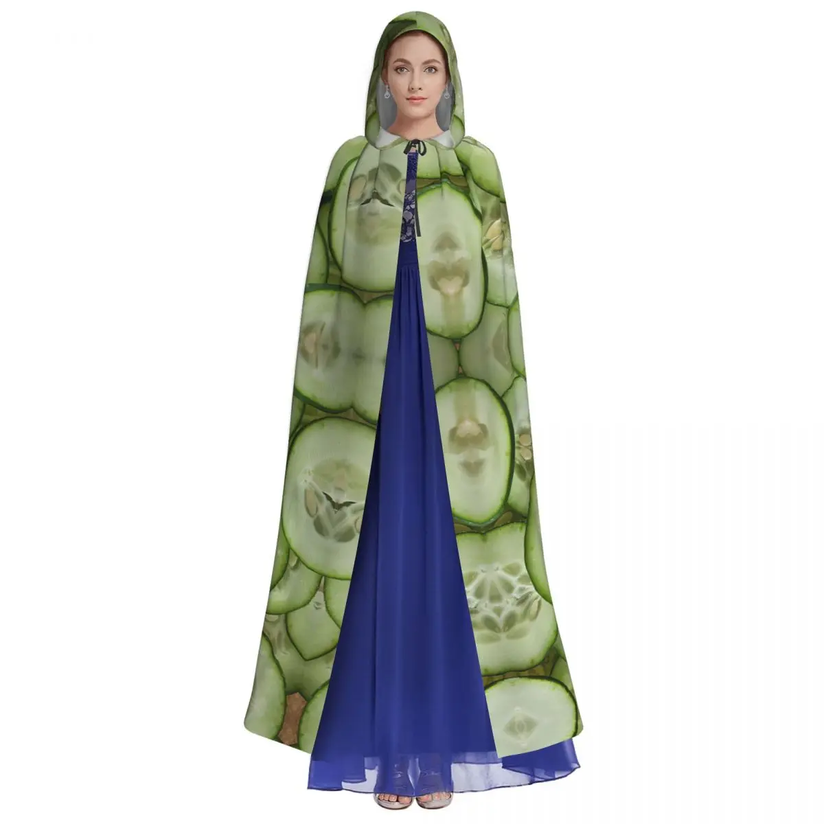 Cucumber Hooded Cloak Halloween Party Cosplay Woman Men Adult Long Witchcraft Robe Hood