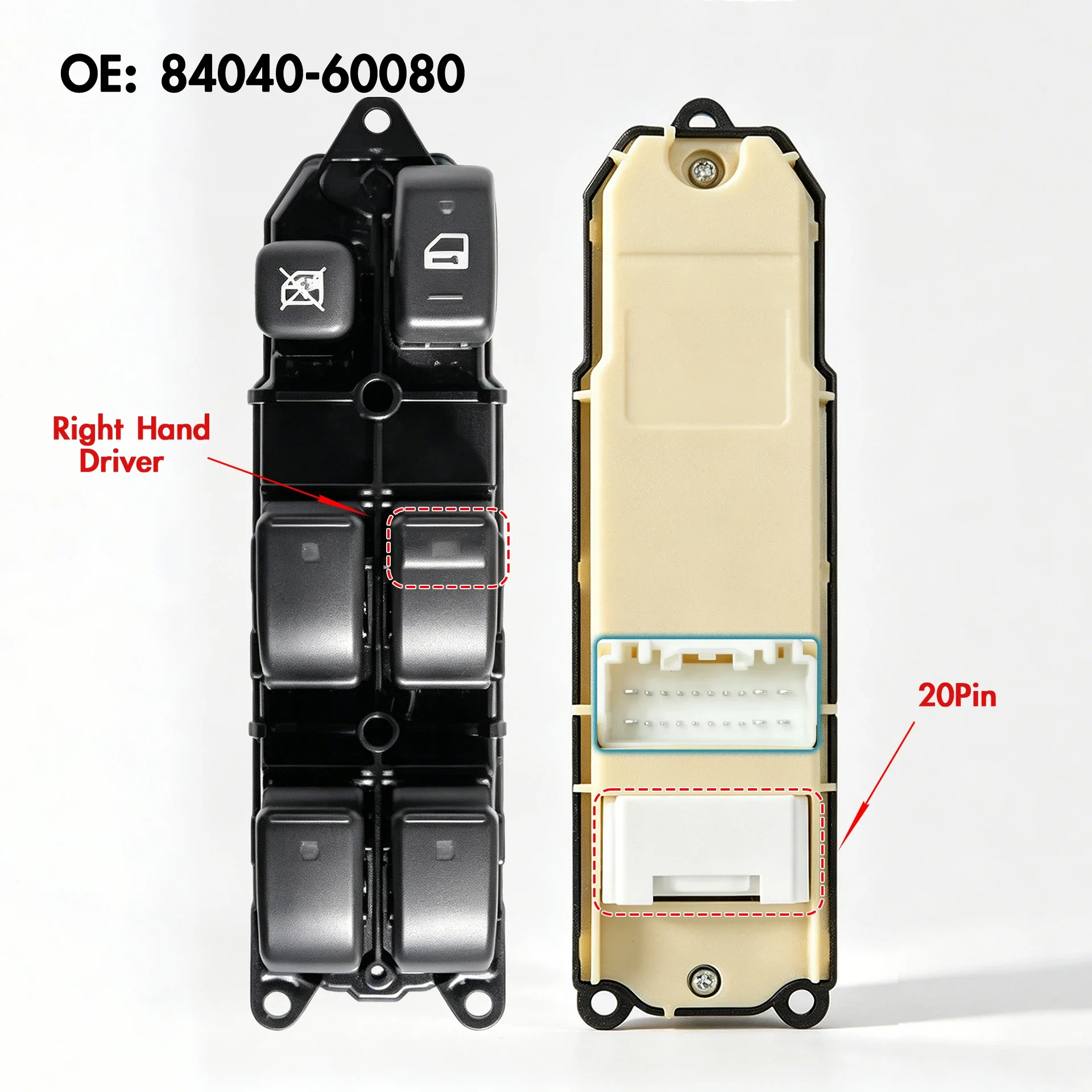 For Toyota Land Cruiser LX470,RHD Front Right Electric Power Window Switch Lifter Control Button 84040-60080 8404060080 4
