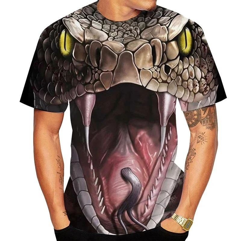 Horrible Snake 3D Print T-shirt Men's Clothing Personality Unique Graphic T Shirts Harajuku Minority Streetwear Tees Tops