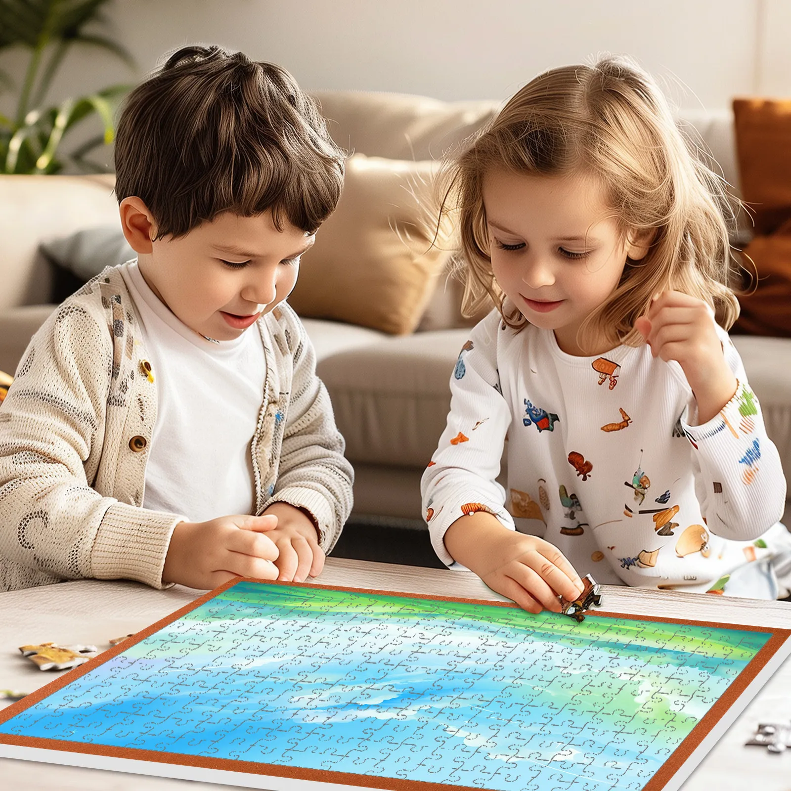 

Foldable Puzzle Board Non-Slip Mat with Frame Portable Puzzle Organizer Tabletop Display for Home School Kindergarten