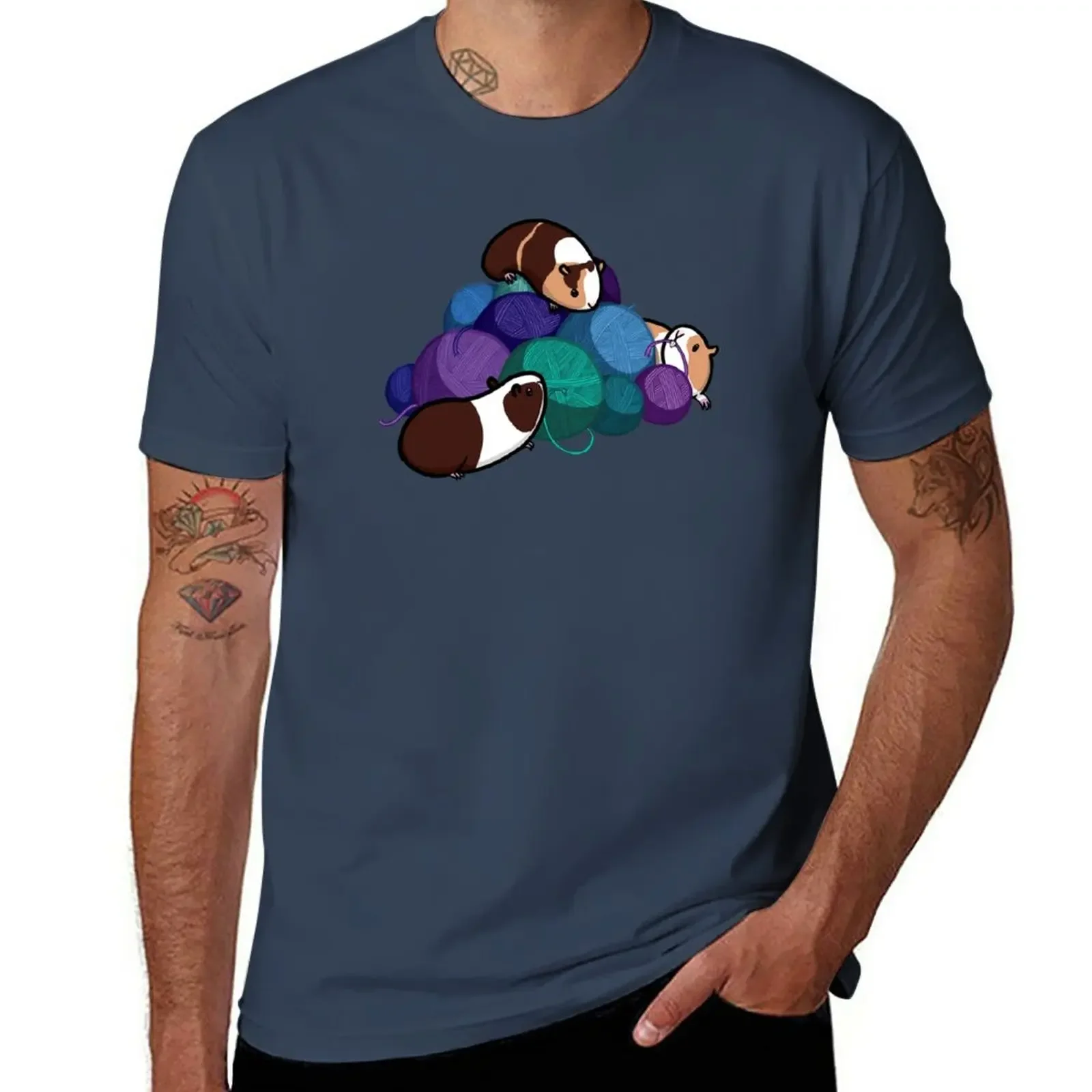 

Guinea pigs and yarn T-Shirt plus size tops Aesthetic clothing mens t shirt graphic