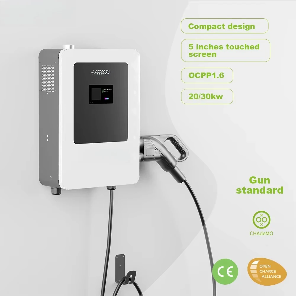 Wallbox CHAdeMO 21KW, 220V AC to DC Electric Vehicle Station, Solar EV Charger for Home, Mobile Unit with LCD Display