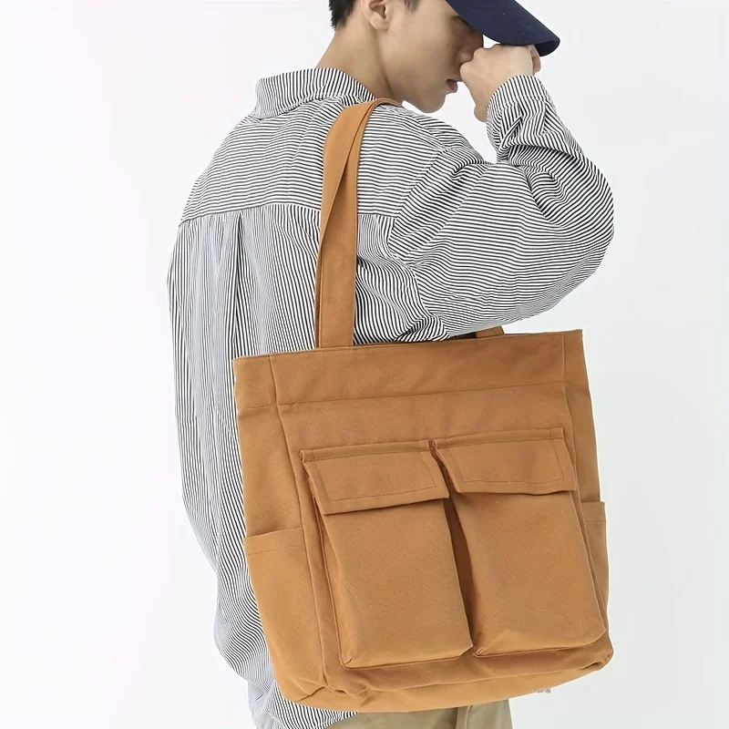 

Мужские сумки на плечо, простые холщовые сумки большой вместимости, нейлоновая сумка для ноутбука с несколькими карманами, студенческая сумка для книг для поездок на работу