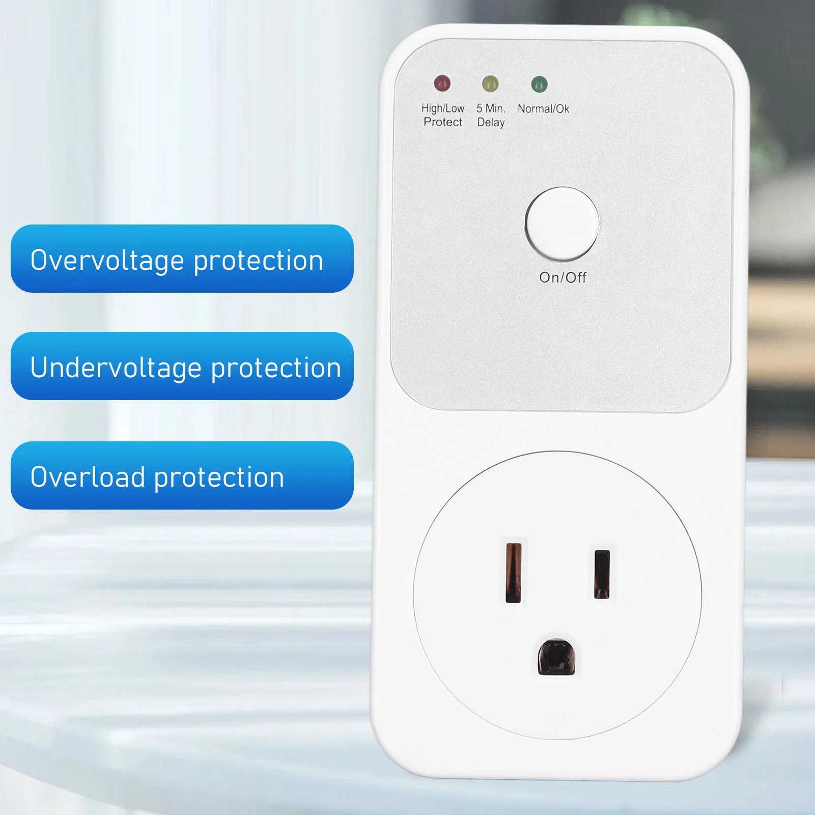 Voltage Protector Relay Protection Socket Multifunctional for Refrigerator Voltage Protector Home Appliance US Plug 120V AC