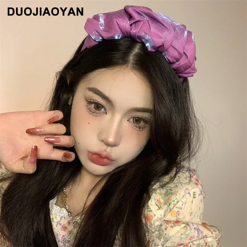 Korean Style Simple Hot Selling Pleated Puffy Fabric Headband Best-Seller On Douyin Bright Silk Lolita Maid Costume Headdress Wh