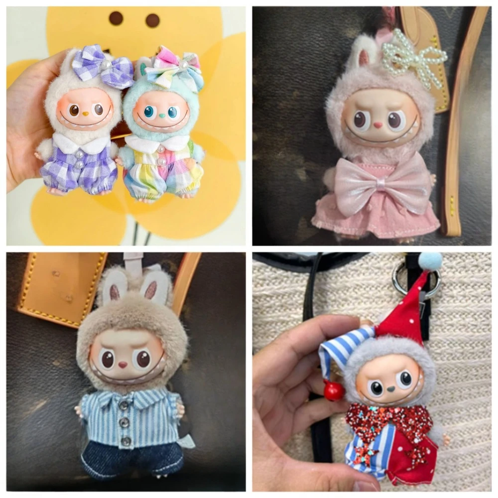 ชุดตุ๊กตา Labubu 4.0 รุ่นดั้งเดิม ลายกระต่ายเท่ห์ ตัวตลก กุ้งหลากสี ชุดคริสต์มาส ชุดฤดูหนาว สำหรับตุ๊กตาขนาด 10.5 ซม.
