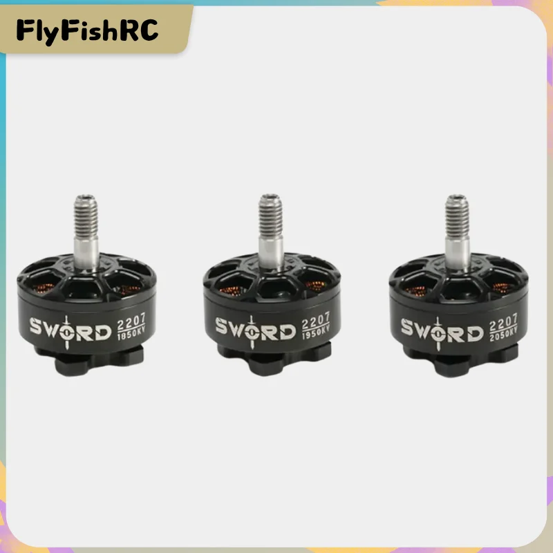 

FlyFishRC Sword 2207 1850KV 1950KV 2050KV 6S Brushless Motor Compatible with HQProp Gemfan 5inch Propeller for FPV RC Racing