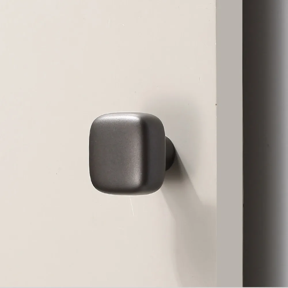 

2pcs Wear-resistant Single Hole Door Knob Square Modern Cabinet Knob Pull Handles Zinc Alloy Cabinet Handle Furniture