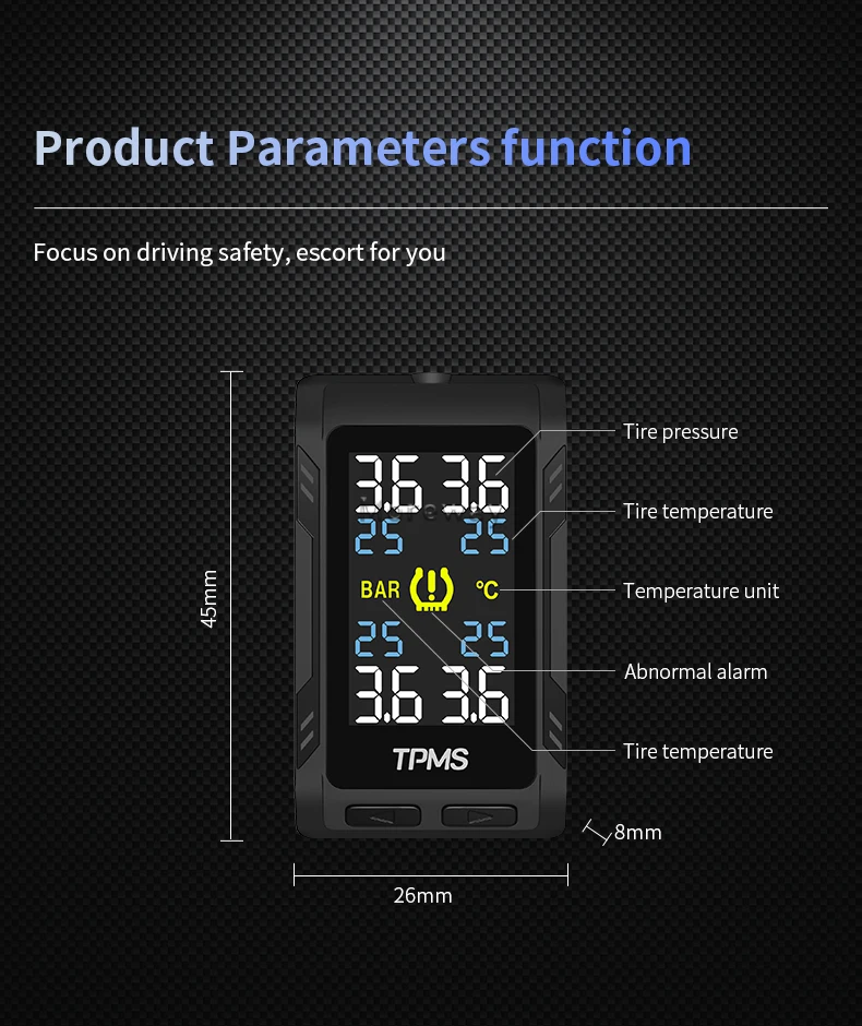 Универсальная цифровая клейкая система контроля давления в шинах TPMS для Toyota Highlander Camry Costa Izoa Zelas Scion tC, аксессуар