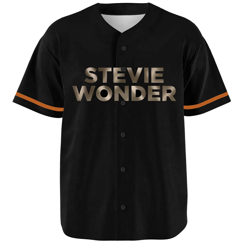 Songs in The Key of Life 50th Anniversary Tour Baseball Jersey Stevie Wonder Design Print T-shirt Button Down Loose Fashion Tops