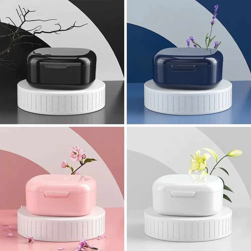 Portable Denture Storage Box Orthodontic Retainer Dustproof Denture Soak Box Health Care Sealed False Teeth Box Oral Hygiene