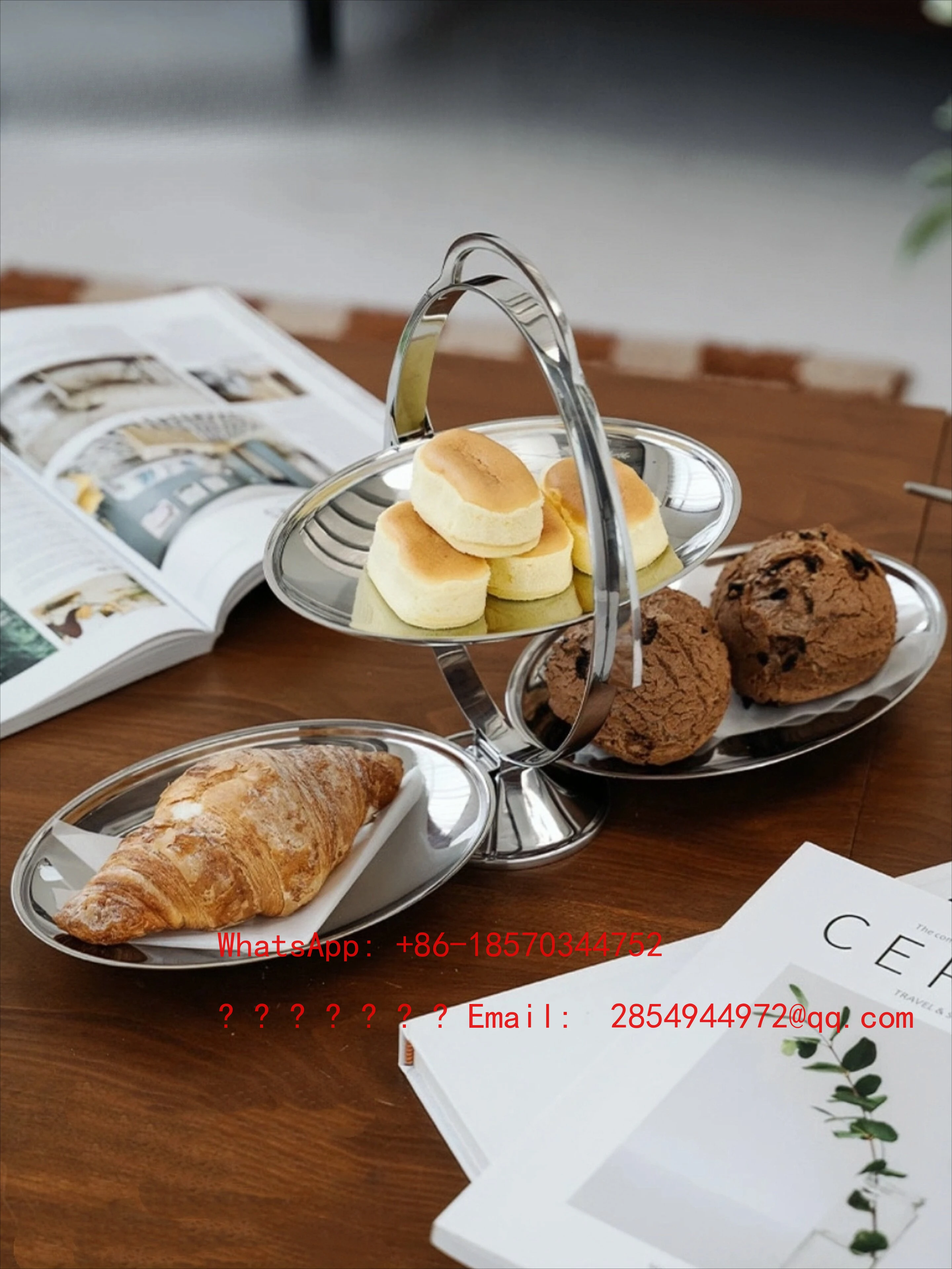 Nordic Light Luxury Home Double-layer Folding Storage Dim Sum Plate Baking Cake Rack Advanced Sense