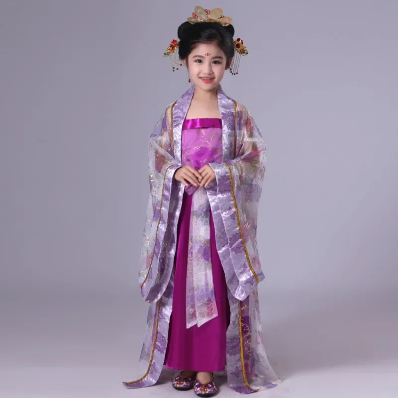 traditional chinese dance costumes children women girls for kids sleeve fan dress folk costume woman ancient hanfu clothing