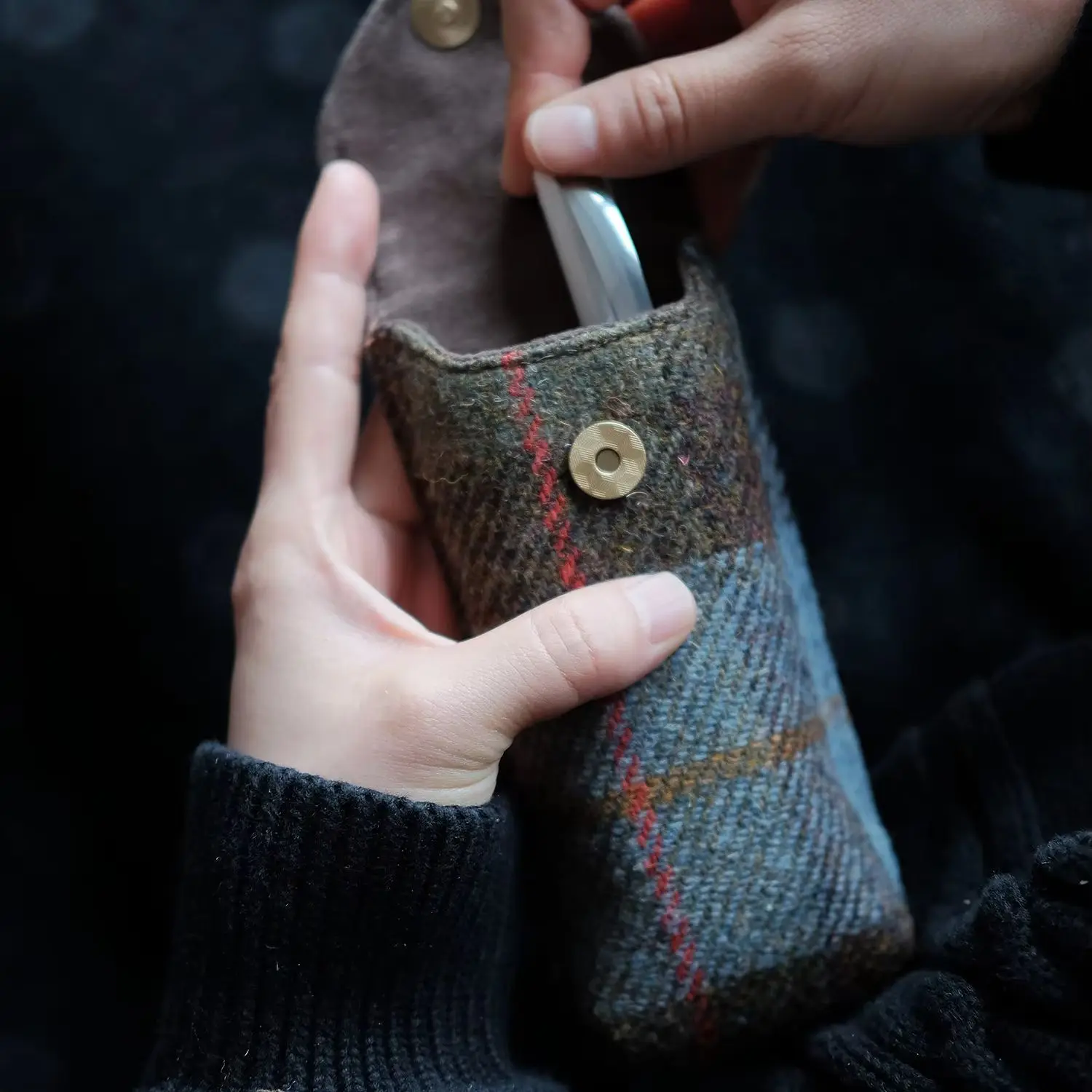 Harris Tweed 2 Slots Pen Roll Portable Fountain Pen Storage Sleeve Vintage Tweed Pen Bag