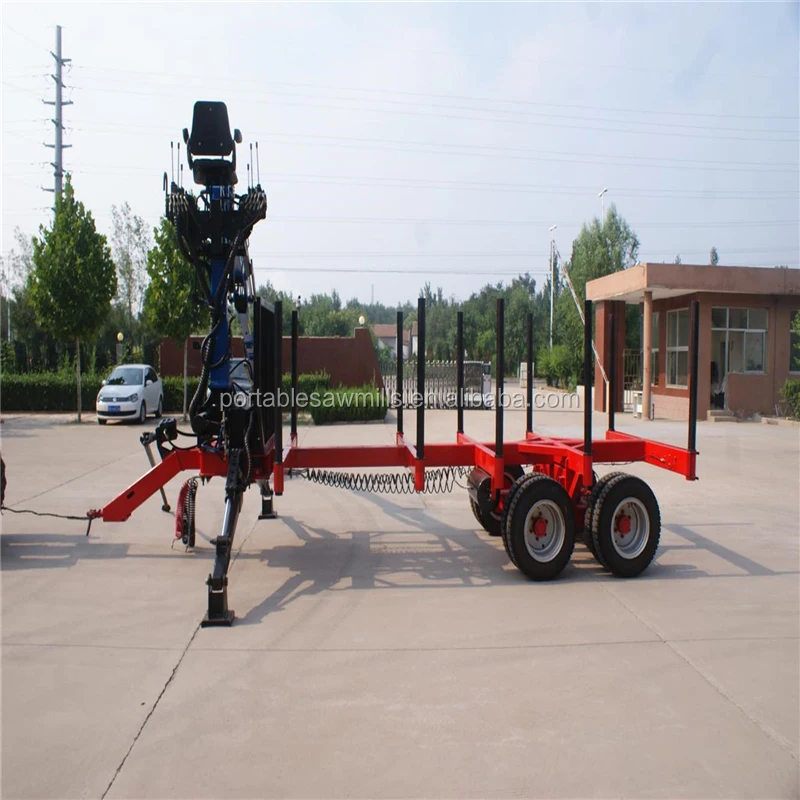 8 Tons Log Timber Trailer With Grapple and Crane