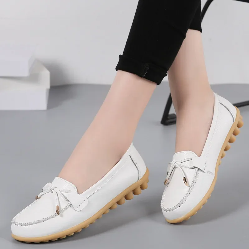 2024 Woman Flats Shoes Ballet Flat Sneakers Genuine Leather Spring  Soft Moccasins Ladies Boat Ballerina Espadrilles Creepers