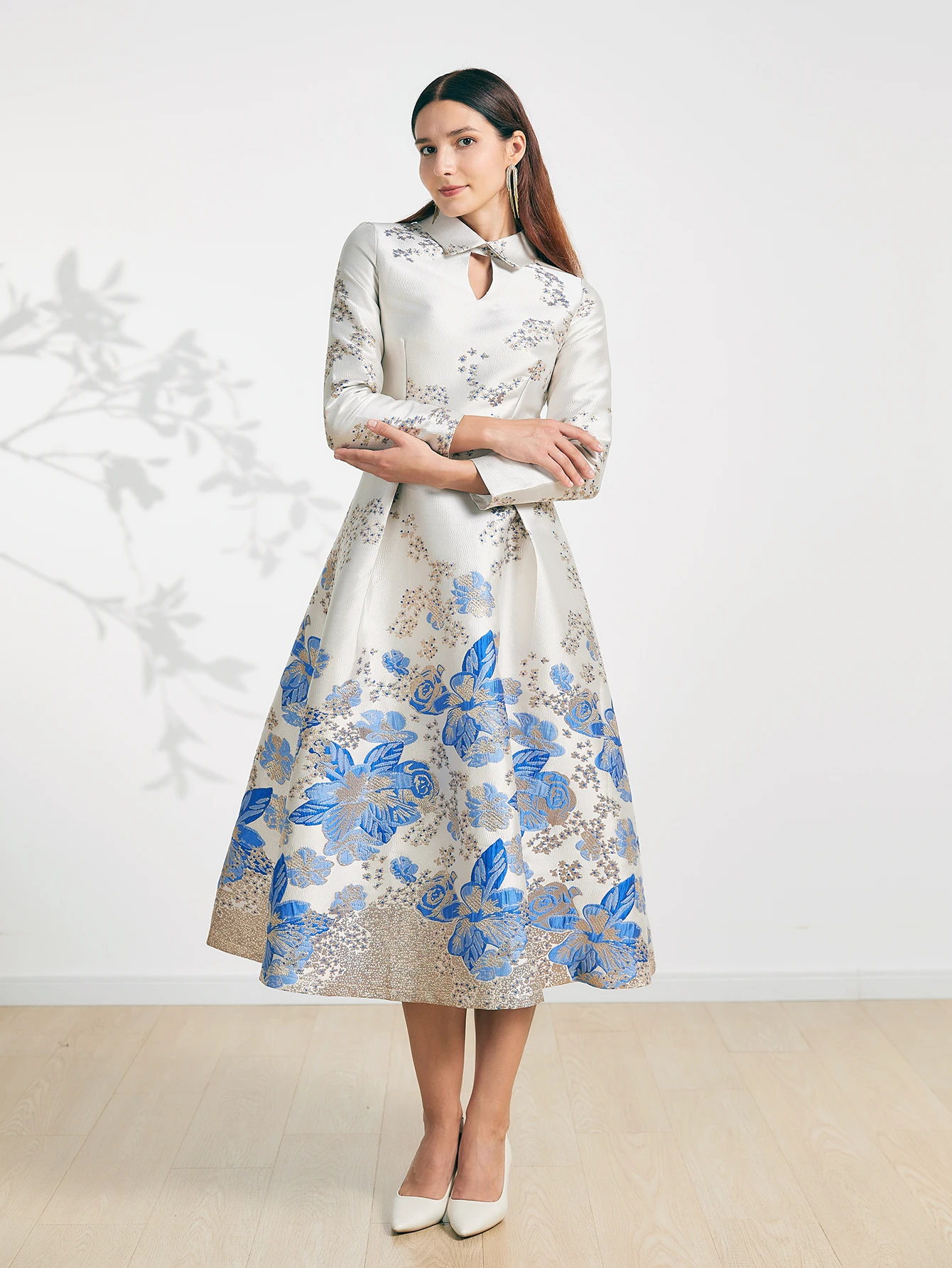 DEVCHATA ผู้หญิงหรูหรายาว Maxi Jacquard ดอกไม้ชุดราตรีแฟชั่นมาใหม่ชุดราตรี Vestido