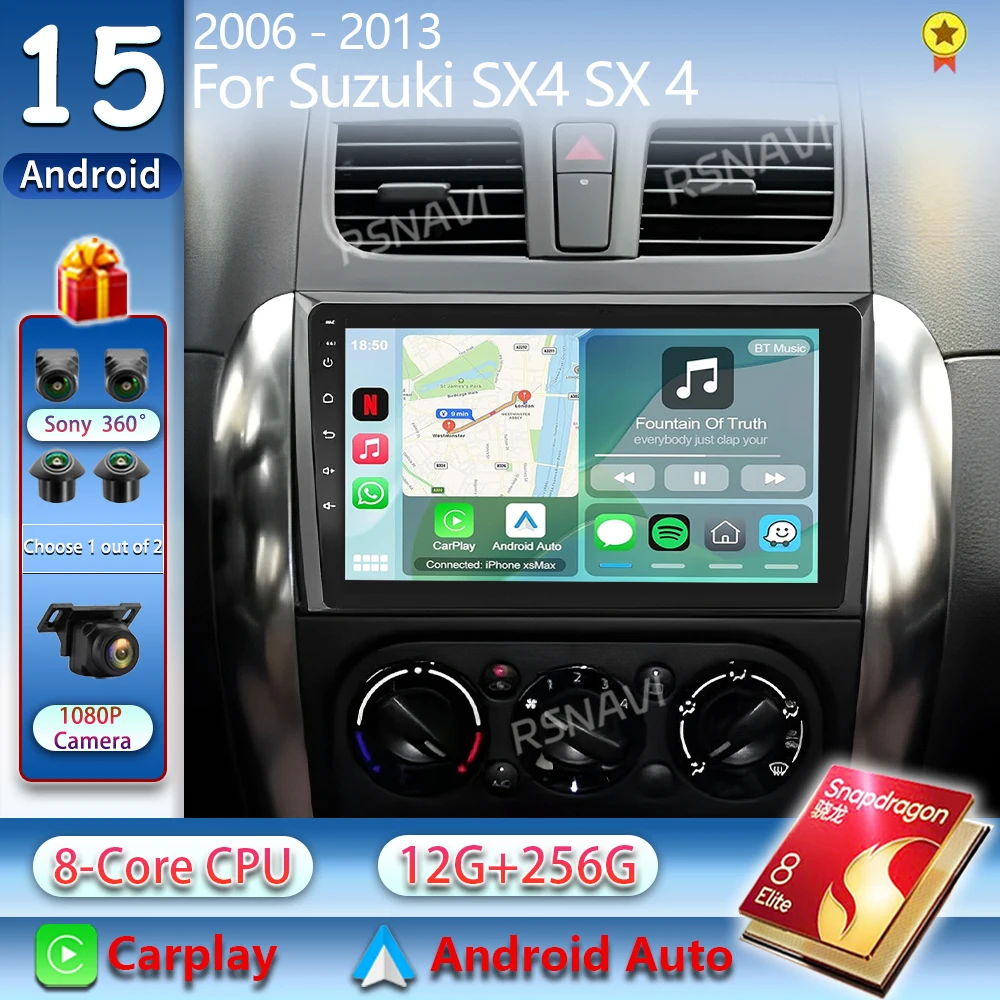

Android 15 Carplay автомобильный радиоприемник мультимедиа для Suzuki SX4 SX 4 2006-2013 головное устройство BT GPS видео DVD DSP плеер авторадио стерео