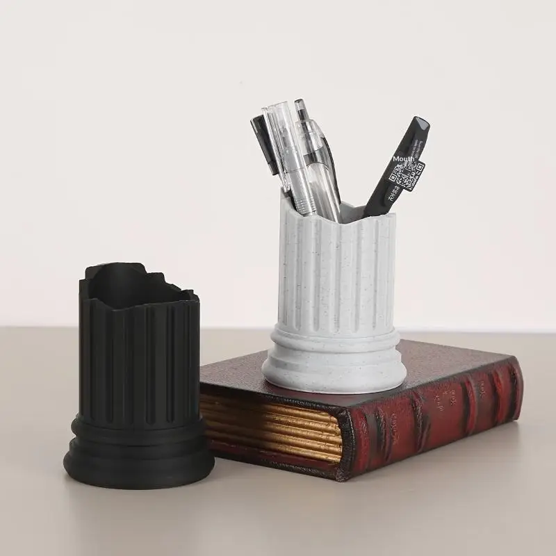 New Ancient Greek Roman Pillar Pen Holder Roman Column Stone Pillar Pencil Holder Irregular Storage Box Makeup Brush Container