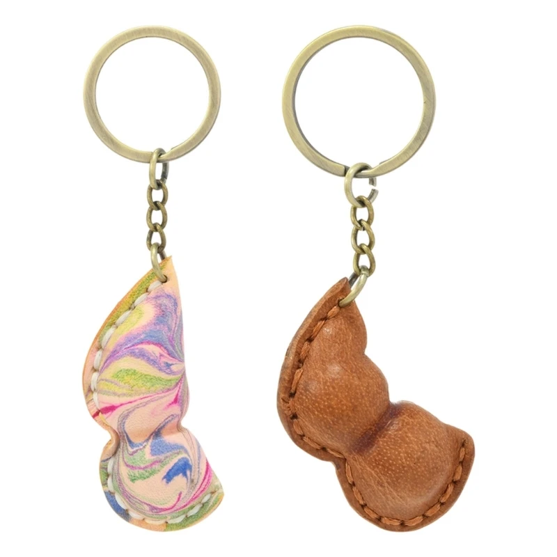 Handmade Vintage Leather Gourd Keychain For Men Women Rustproof Zinc Alloy Iron Lightweight Carry E0BF