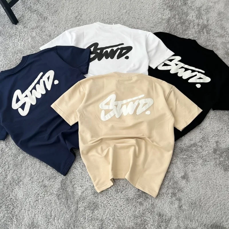 

Y2K fashionable letter print short-sleeved retro Harajuku Gothic hip-hop couple loose T-shirt trendy rock punk casual shirt
