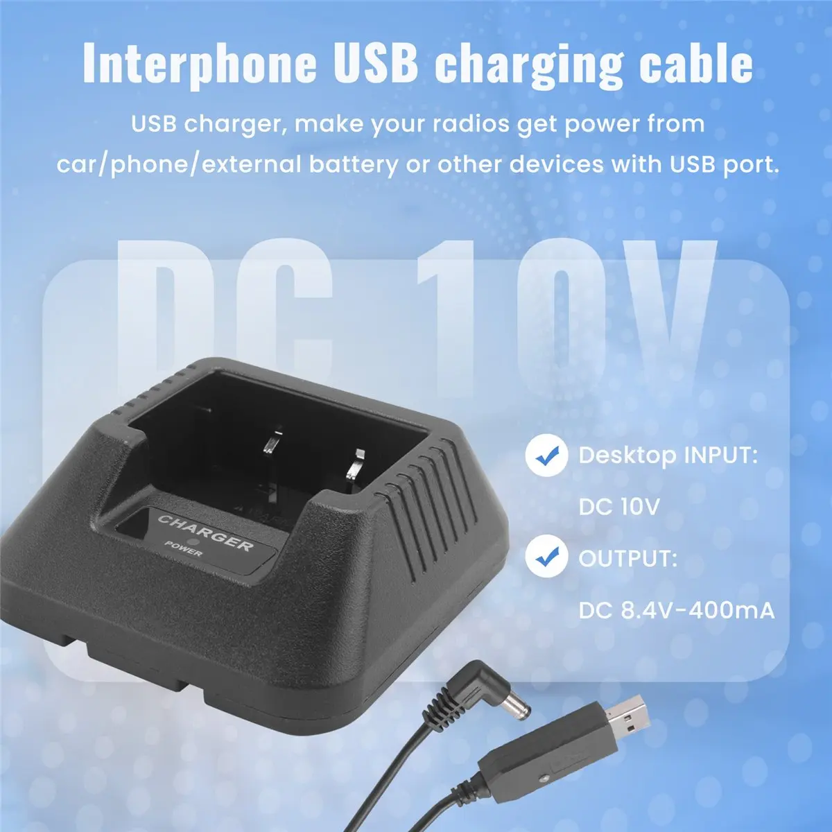 SWXF Walkie Talkie Battery Charger USB Charging Cable Replacement for UV-5R UV-5RE -5R Two Way Radio