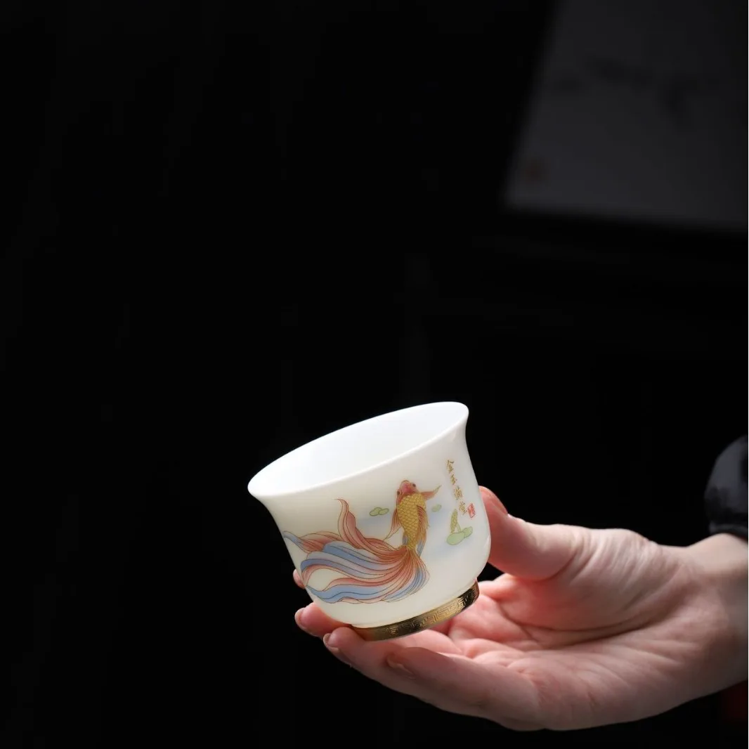 White Porcelain Tea Cup White Jade Prosperous Master Cup Personal Household Tea Cup Commercial Gift Gift Gift