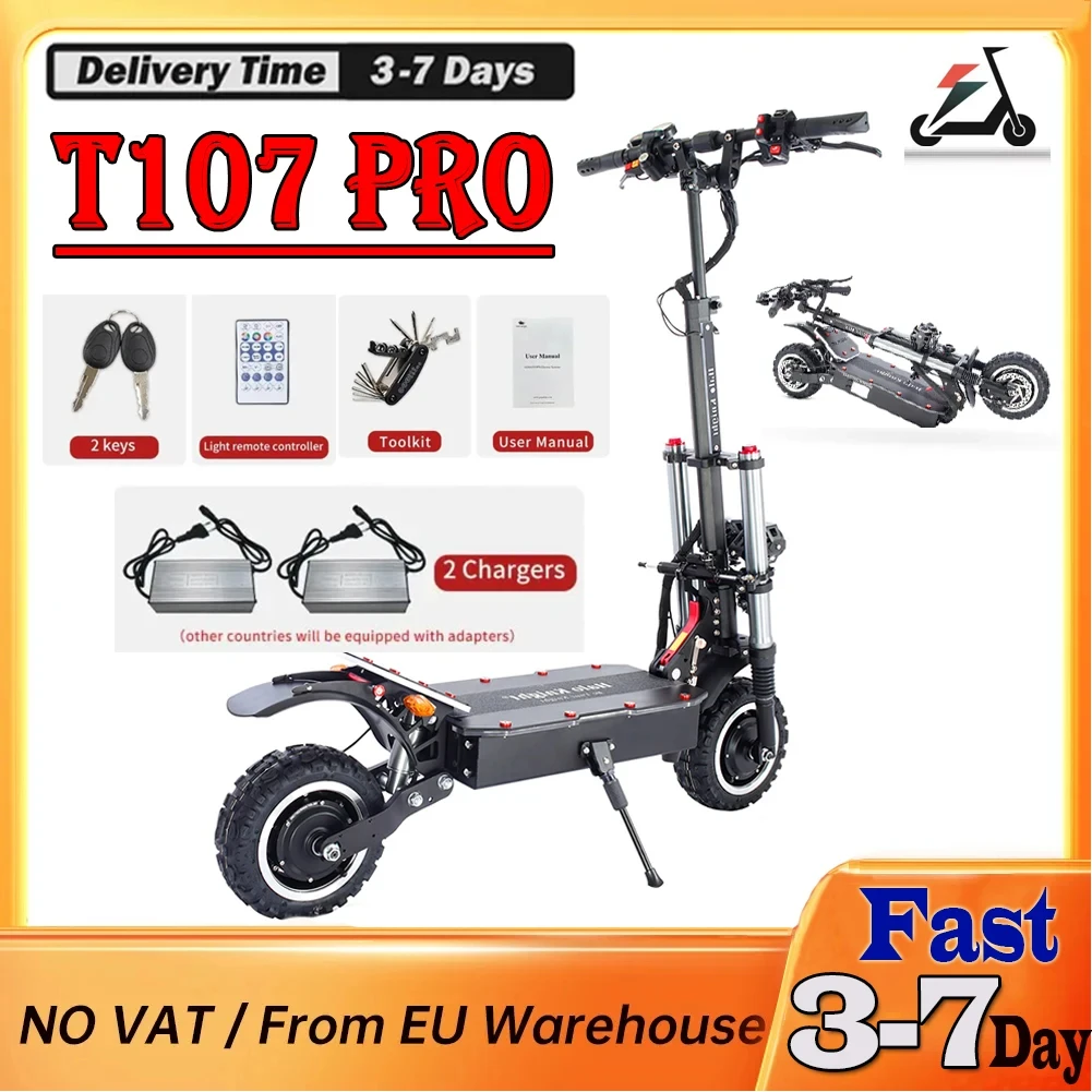 T107 Pro Adult Electric Scooter 11'' Off-road Tire 3000W*2 Dual Motor Electric Scooters 95km/h Max Speed 60V 38.4Ah 80km Max