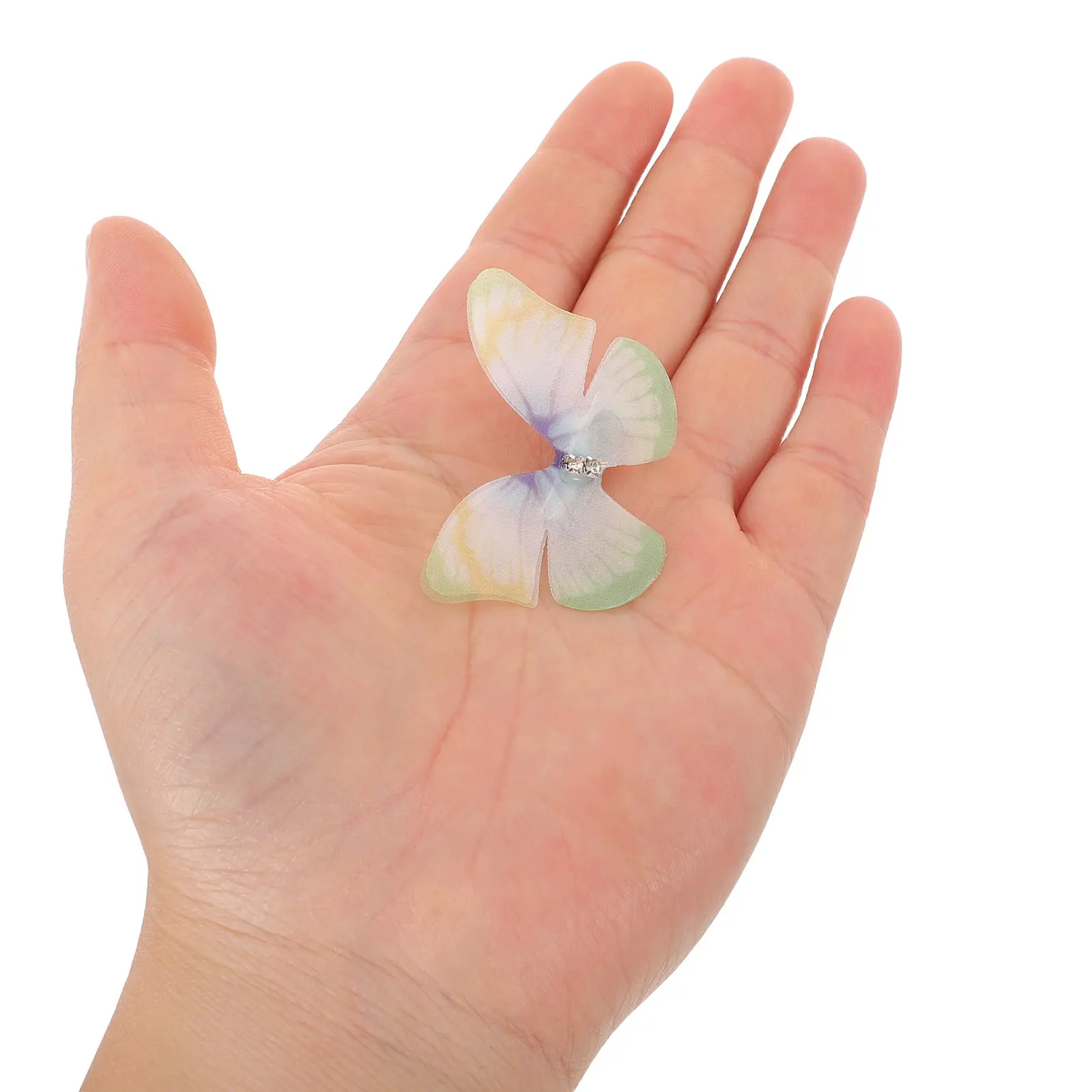 

50Pcs Lightweight Butterfly Hair Barrettes Chiffon Double Layer Green Secure Hold Snap Clips for Girls Women Salon Styling Daily