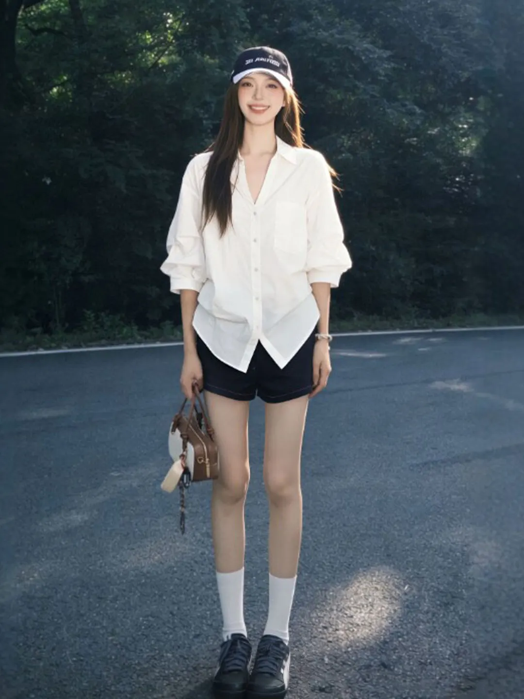 

Нежная свободная женская рубашка в корейском стиле, летняя, создающая атмосферу, модная, с уникальным дизайном, с длинными рукавами, воротником-стойкой, повседневный топ