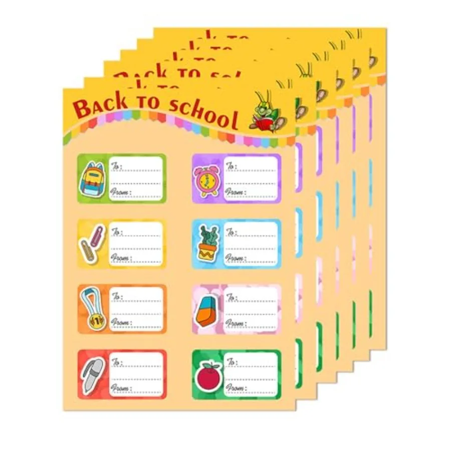 

48Pcs Back to School Name Stickers for Desk Stationery Label Waterproof Book Pencil Tag Sticker in Various Colors Ideal for Wat