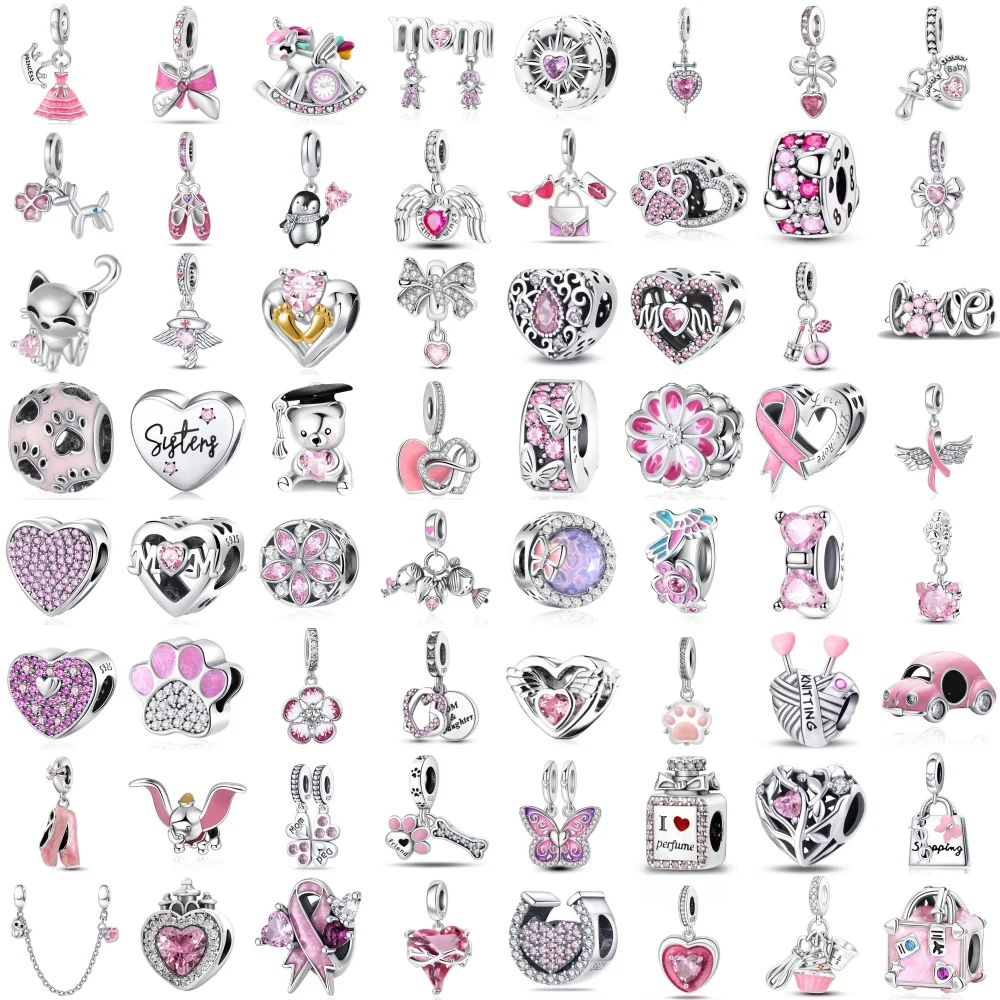 

2026 New 925 Silver,Car,Bag,Heart Shape,Bow,Dance Shoe Bead Pendant,Original Bracelet DIY Accessories,Exquisite Charm Jewelry ﻿