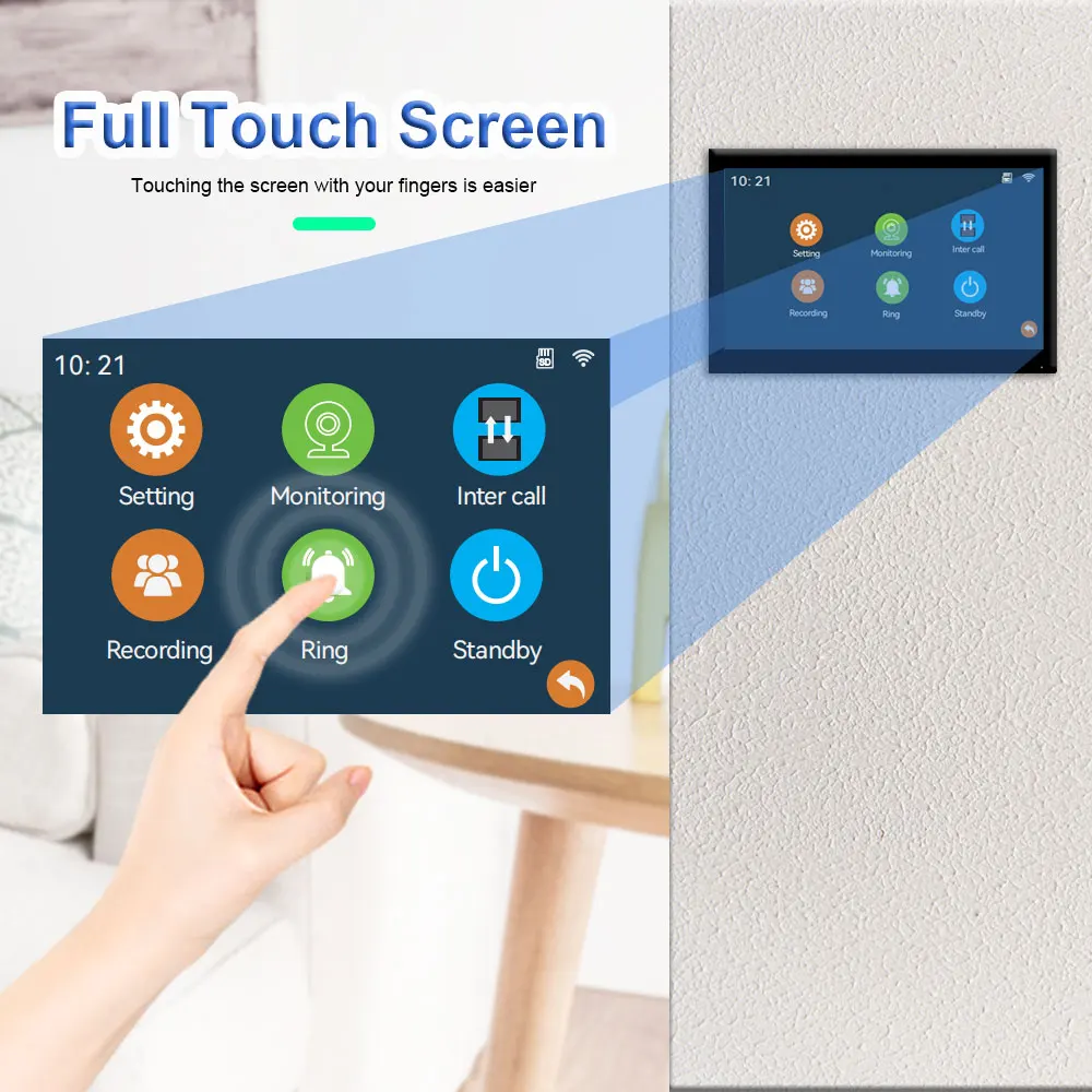 ANJIELO Tuya Smart Doorbell Video Intercom System 1080P Touch Monitor with IC Card Unlock Remote Motion Detection 140 Wide Angle