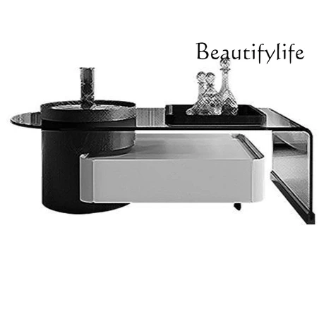 

High-end Italian highly retractable coffee table small apartment living room household tea table rectangular