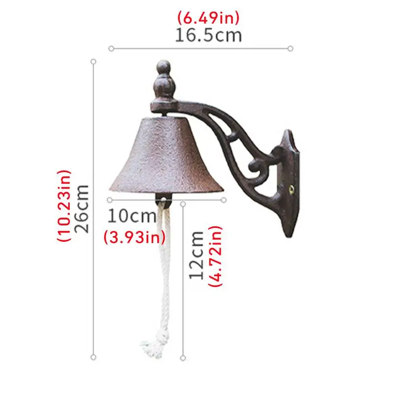 Винтажный дверной звонок, сверхмощный чугунный настенный дверной звонок в стиле ретро, деревенский ручной встряхивающий ужин, декор для дома и сада