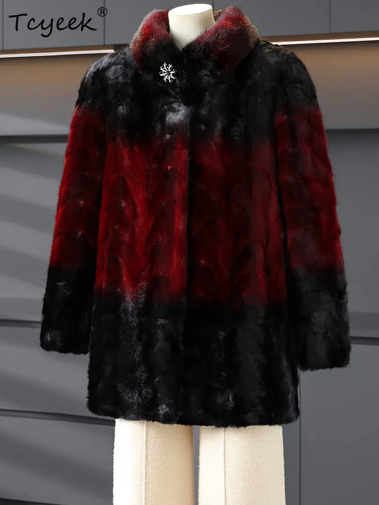 Tcyeek 100% Nertsenbontjas Dames Winterkleding Echt bontjas Vos Bontkraag Damesjas Nieuw in Bovenkleding 2025ônто =) =)