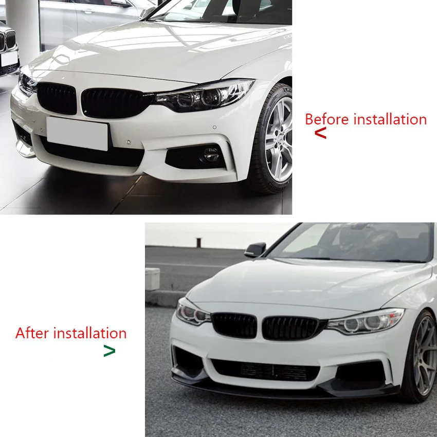 For 2014-2020 BMW 4 Series F32 F33 M-Tech Front Bumper Lip Spoiler Body Kit Carbon Fiber Style Front Chin Splitter Decoration