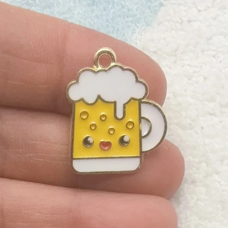 12pcs Drip Oil Alloy DIY Food Emoji Bag Accessories Burger Pizza Beer Bracelet Pendant Keychain Bag Pendant view 3