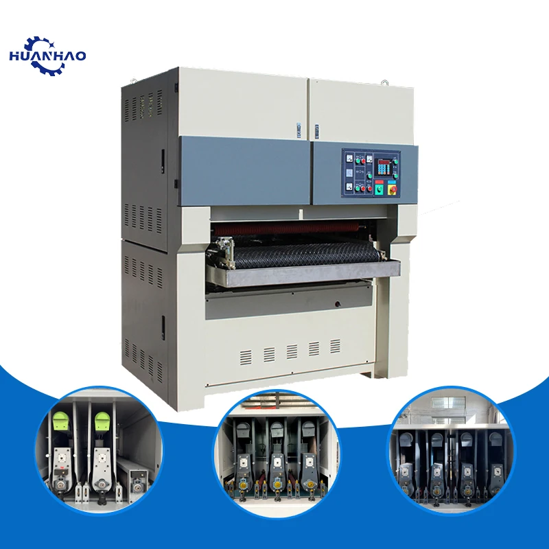 Huanhao Double Sides Wide Belt Sander Machine for Metal Polishing Water Treatment Machinery With Vacuum Cleaner