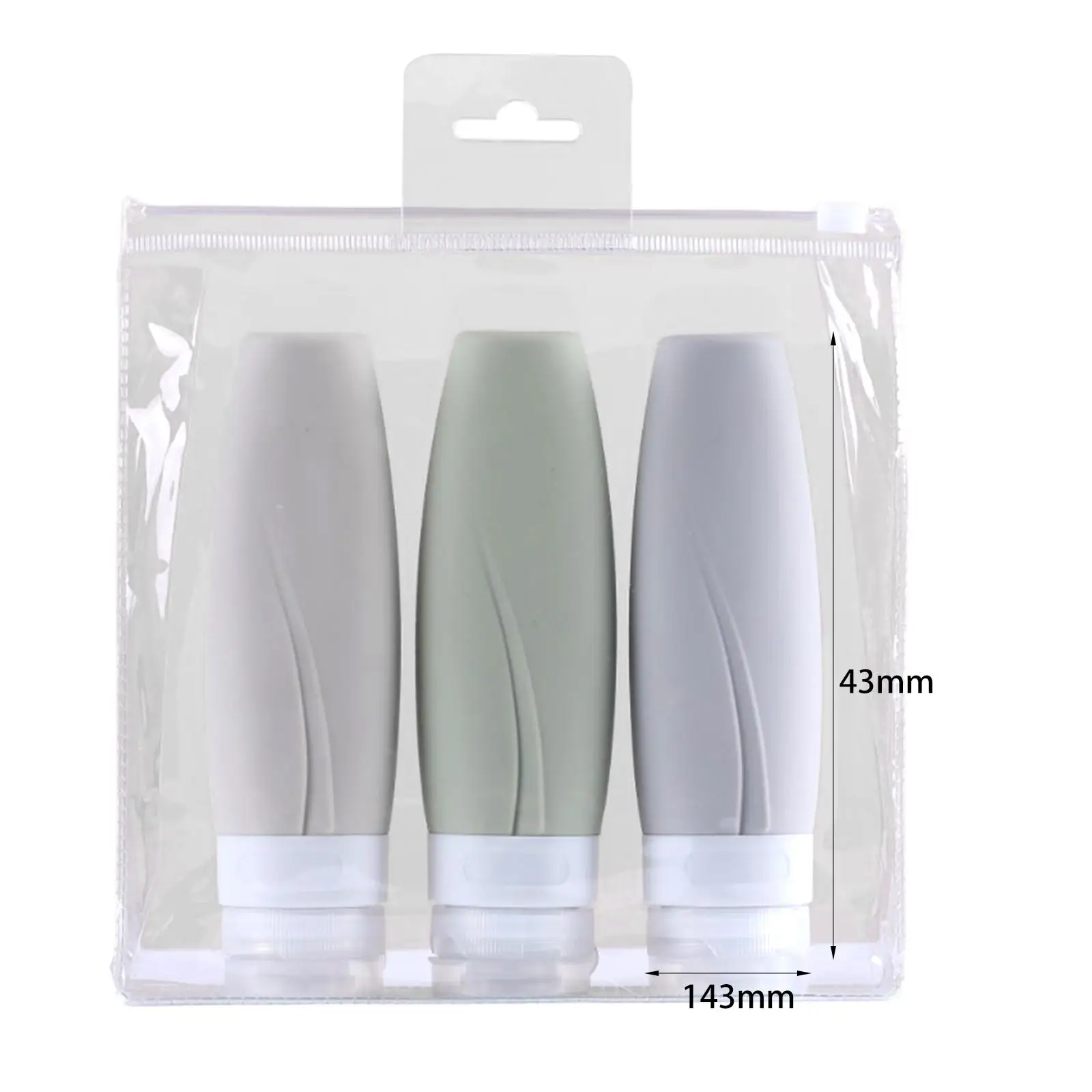 3x زجاجات سفر حاوية سائلة مع حقيبة حمل شفافة زجاجة تخزين لكريم مستحضرات التجميل والشامبو وغسول الصابون للرجال والنساء